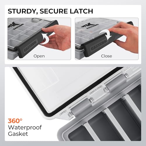 Waterproof Tackle Box with Removable Dividers, 3600 and 3700 Trays F840225