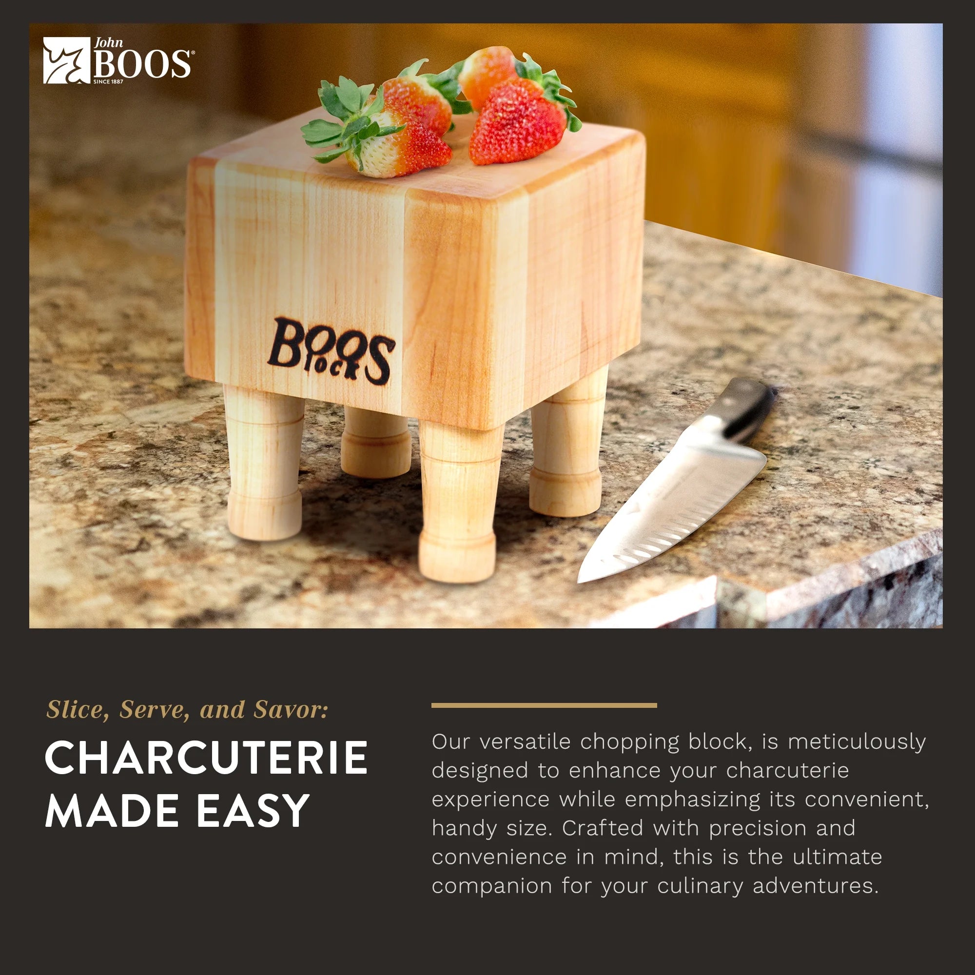 Maple Wood Cutting Board with Feet, 6 x 6 E6610