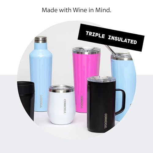 Insulated Stemless Wine Glass Tumbler, 12 oz, Stainless Steel, Powder Blue T624