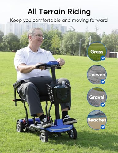 Ultra Lightweight Folding Mobility Scooter for Adults, 4 Wheel, Travel, Blue X114884