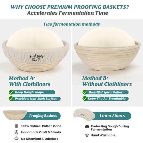Bread Proofing Basket Set of 2, 9 Inch Round, Sourdough Kit E69919