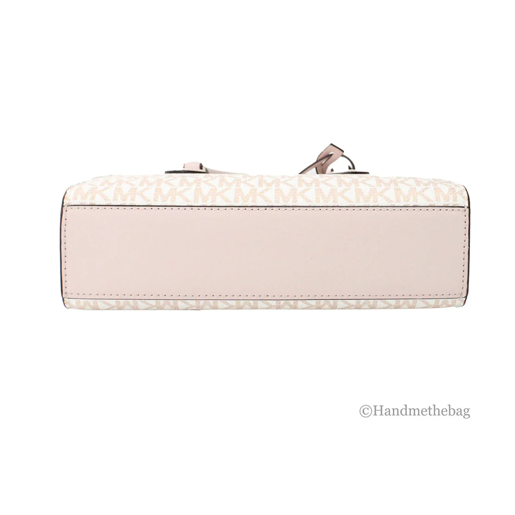 Small White Rose Gold PVC Center Zip Satchel Purse Bag I498184