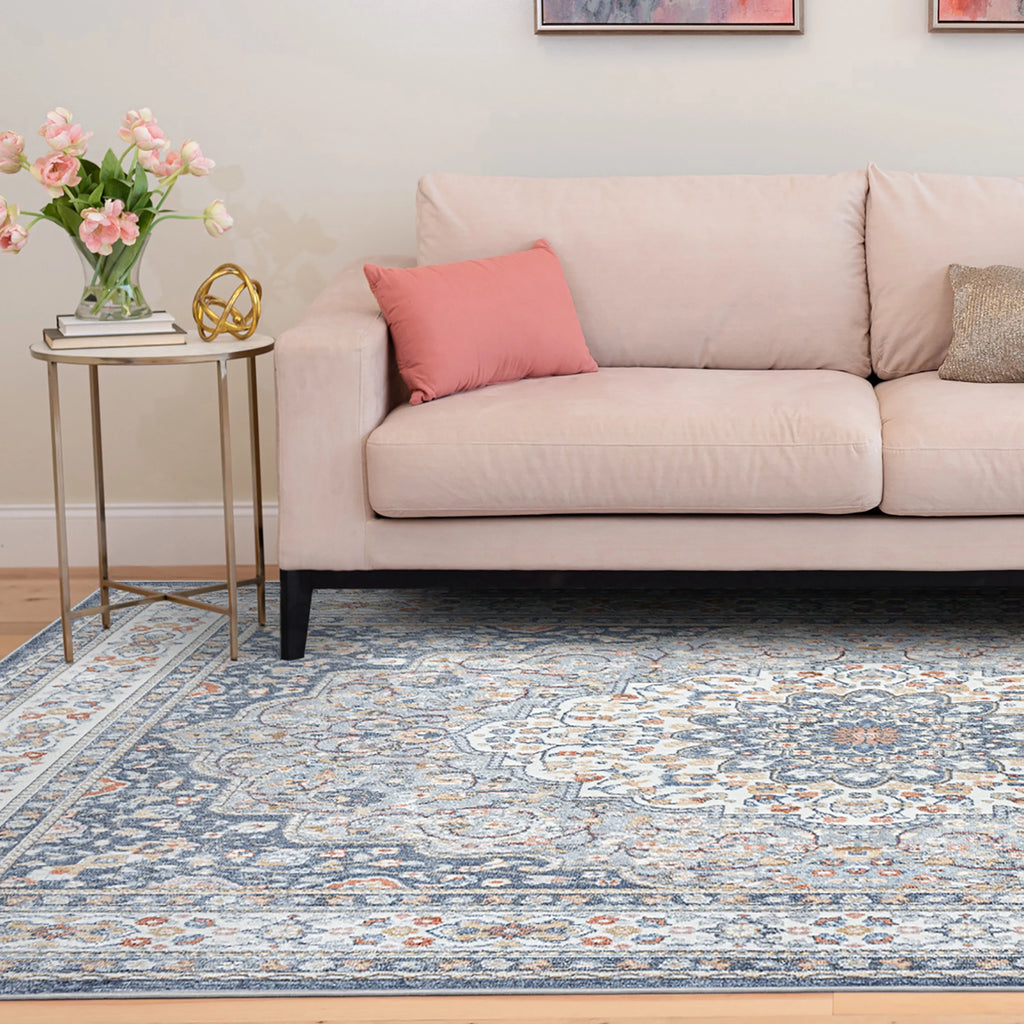 5x8 Medallion Area Rug Navy Gray F915
