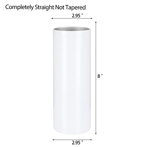20oz Sublimation Tumblers Bulk with Shrink Wrap Films and Straws T387584