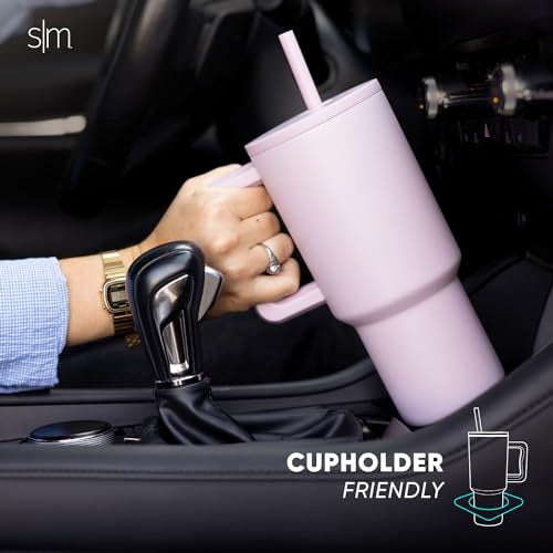 Insulated Tumbler with Handle and Straw Lid, 30 oz, Reusable Stainless Steel E669