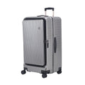 29 Inch Aluminum Checked Luggage with Side Opening Zipper, 40 * 37 * 77cm, 113L, Lightweight Hardshell ABS+PC Suitcase with TSA Lock, 360° Universal Wheels, White