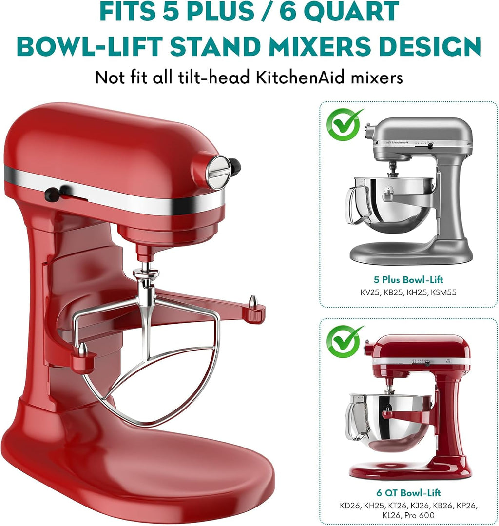 Stainless Steel Flat Beater for Stand Mixer, Bowl-Lift Paddle Attachment, Dishwasher Safe J395