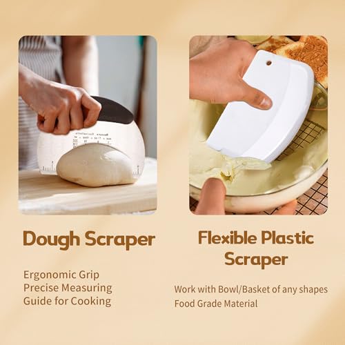 Bread Proofing Basket Kit with Linen Liner, Dough Whisk & Scraper C47129