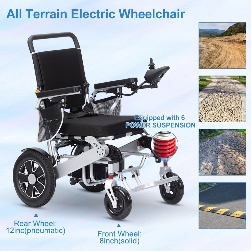 Lightweight Foldable Electric Wheelchair for Senior, 20mi Cruise Range B939