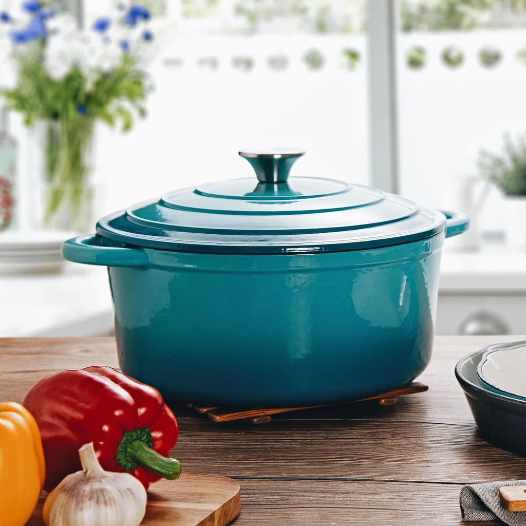 Enameled Cast Iron Covered Dutch Oven Pot, 5.5 Quart J6457