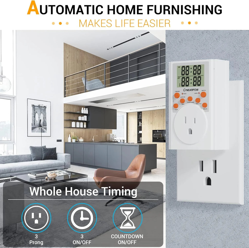 Programmable Plug-in Digital Timer Switch with 3-Prong Outlet Z423