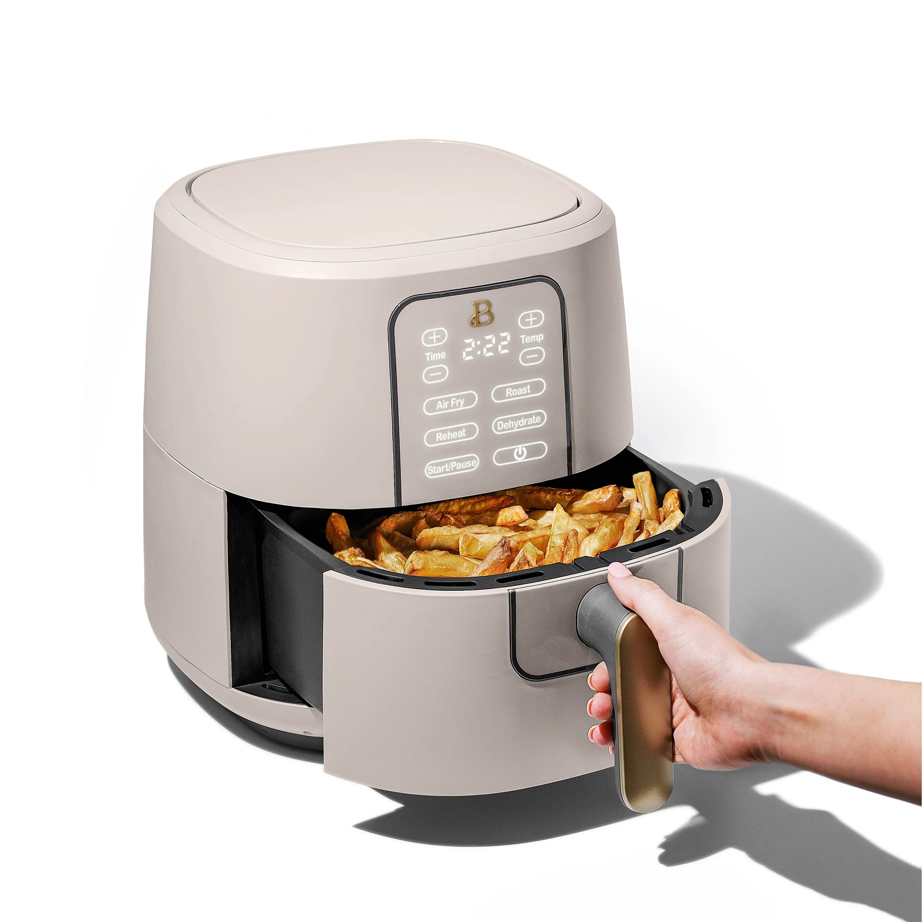 6 Qt Air Fryer with Touch Display, Porcini Taupe T436