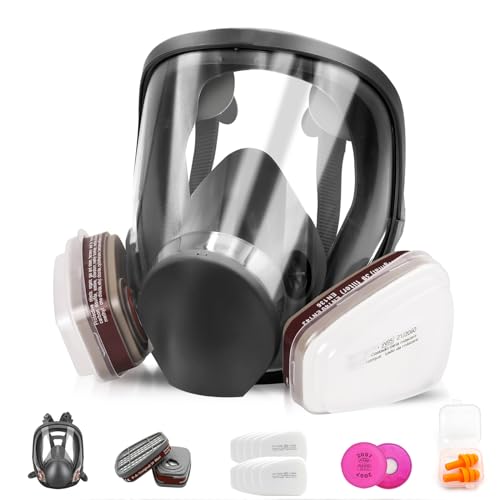 Full Face Respirator Mask, Reusable Respirator Mask with Filters，6800 Anti Fog Dust Gas Mask, for Spray Paint, Welding