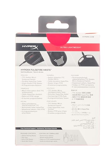 Gaming Mouse - Ultra-Lightweight, 59g, Honeycomb Shell, Black/Red U4751