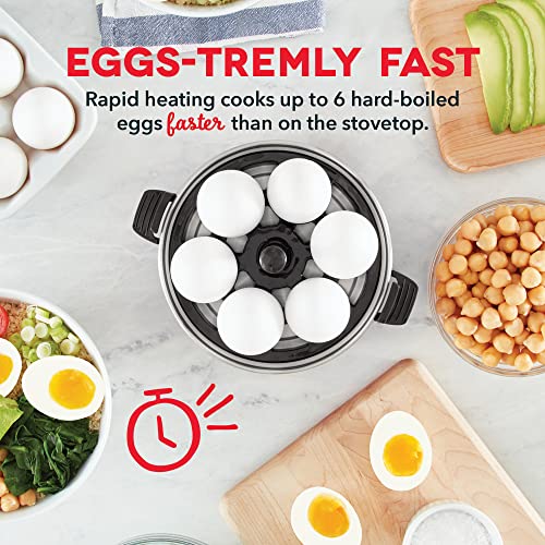 Rapid Egg Cooker for 6 Eggs, Hard Boiled, Poached, Scrambled, or Omelets, Auto Shut Off - Black O7665