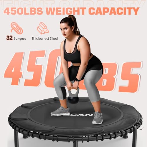 Foldable Mini Trampoline with Adjustable Foam Handle for Indoor Workout M8038