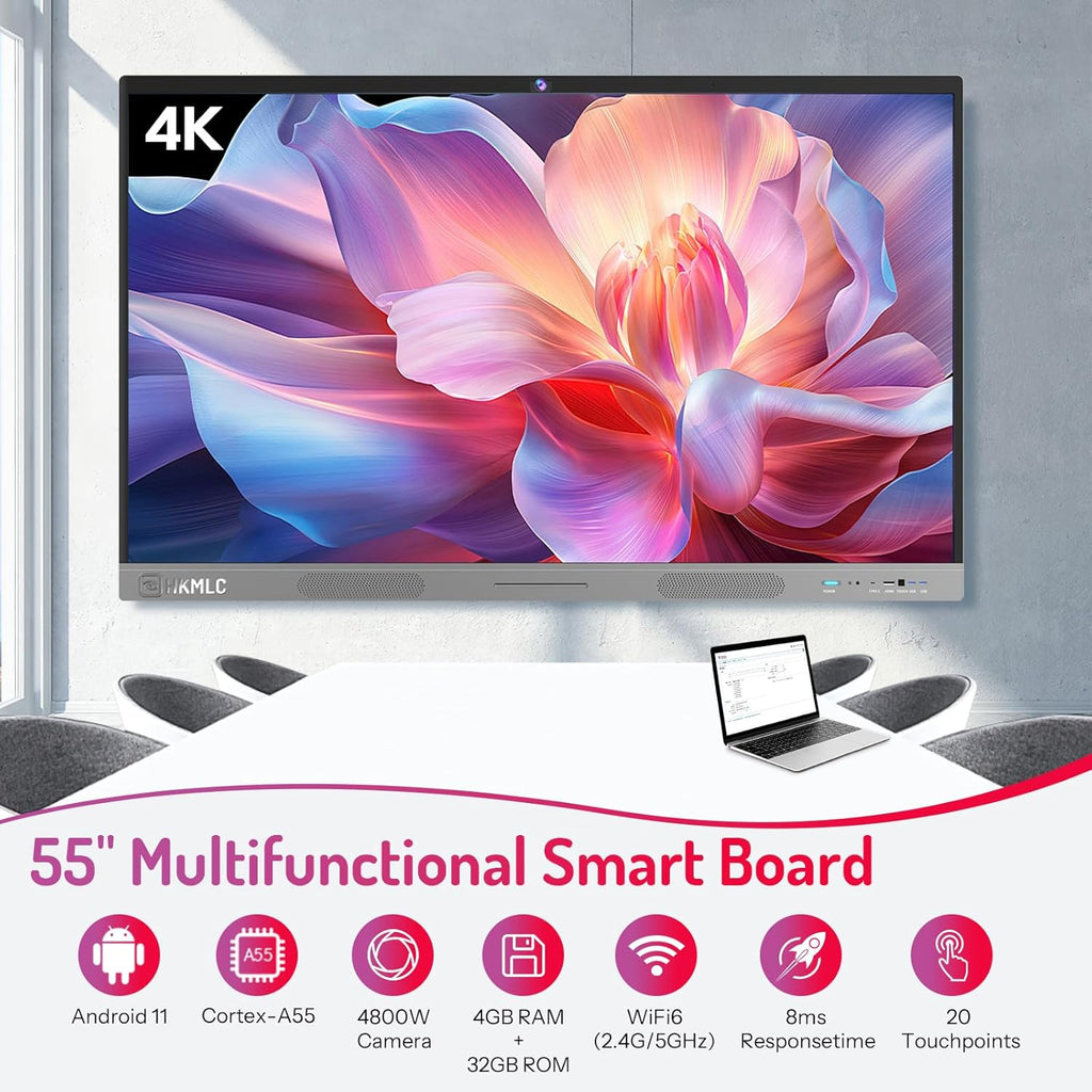 55" Interactive Whiteboard with 4K Touchscreen and Stand K7738