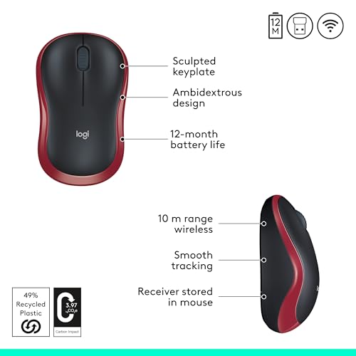 Wireless Mouse, 2.4GHz with USB Receiver, 12-Month Battery Life O87248
