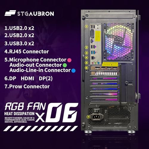Gaming Desktop PC, Radeon RX 580 8G, Intel Core i7, 16G DDR3, 1T SSD, WiFi, RGB Fan V668