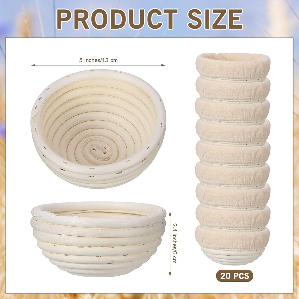 Bread Proofing Basket 5 Inch Banneton Round Dough Sourdough Set with Linen Liner L758