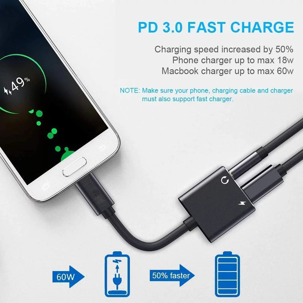 USB C to 3.5mm Headphone Adapter, 2 in 1 Audio and Charging Converter G4586