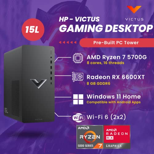 Gaming PC Desktop, AMD Ryzen 7 5700G, 32GB RAM, 2TB SSD, Radeon RX 6600XT, WiFi 6, Windows 11 C1782