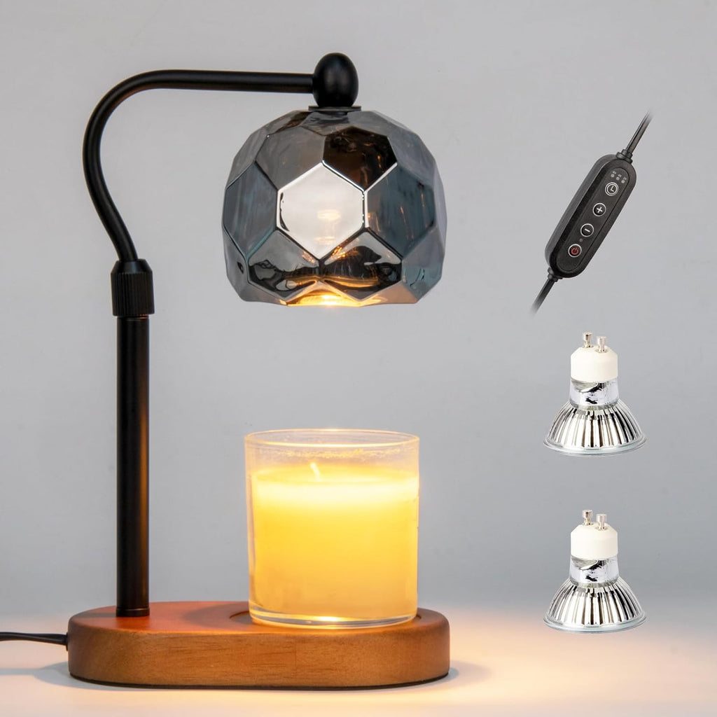 Candle Warmer Lamp with Timer, Adjustable Dimmer and Height, Wooden Base V8585