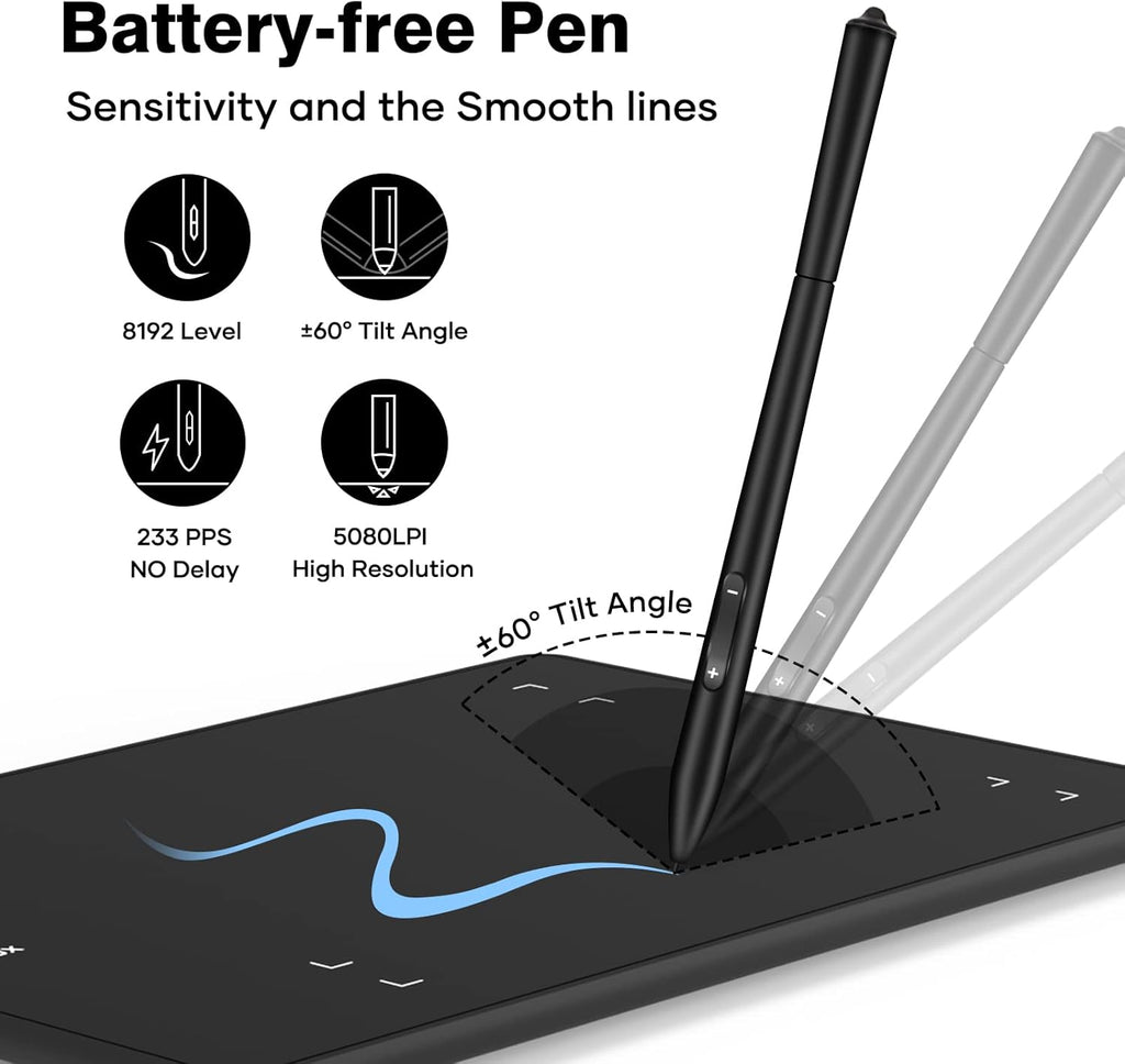 Graphics Drawing Tablet with 8 x 6 Inch Active Area and 8192 Level Pen K115593