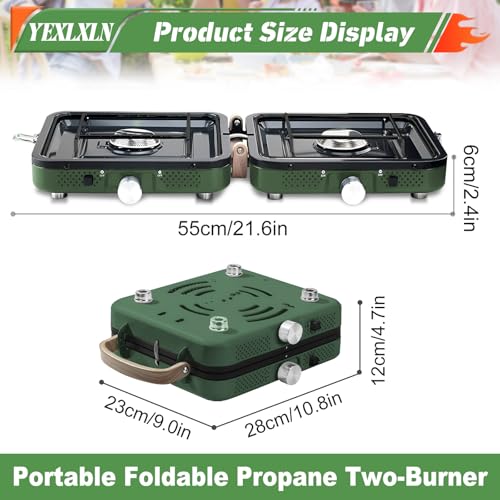 Foldable 2-Burner Propane Camping Stove with Griddle and Carrying Bag E286492