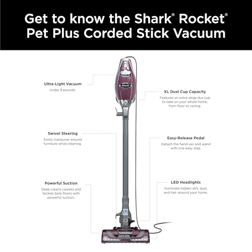 Corded Stick Vacuum with LED Headlights, XL Dust Cup, Pet Hair Pickup J914330