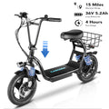 Caroma Peak 500W Adults Electric Scooter with Seat, 14" Off-road Tires, 3 Speeds 20 MPH Max, 15 Miles Range Folding Electric Scooter, Black