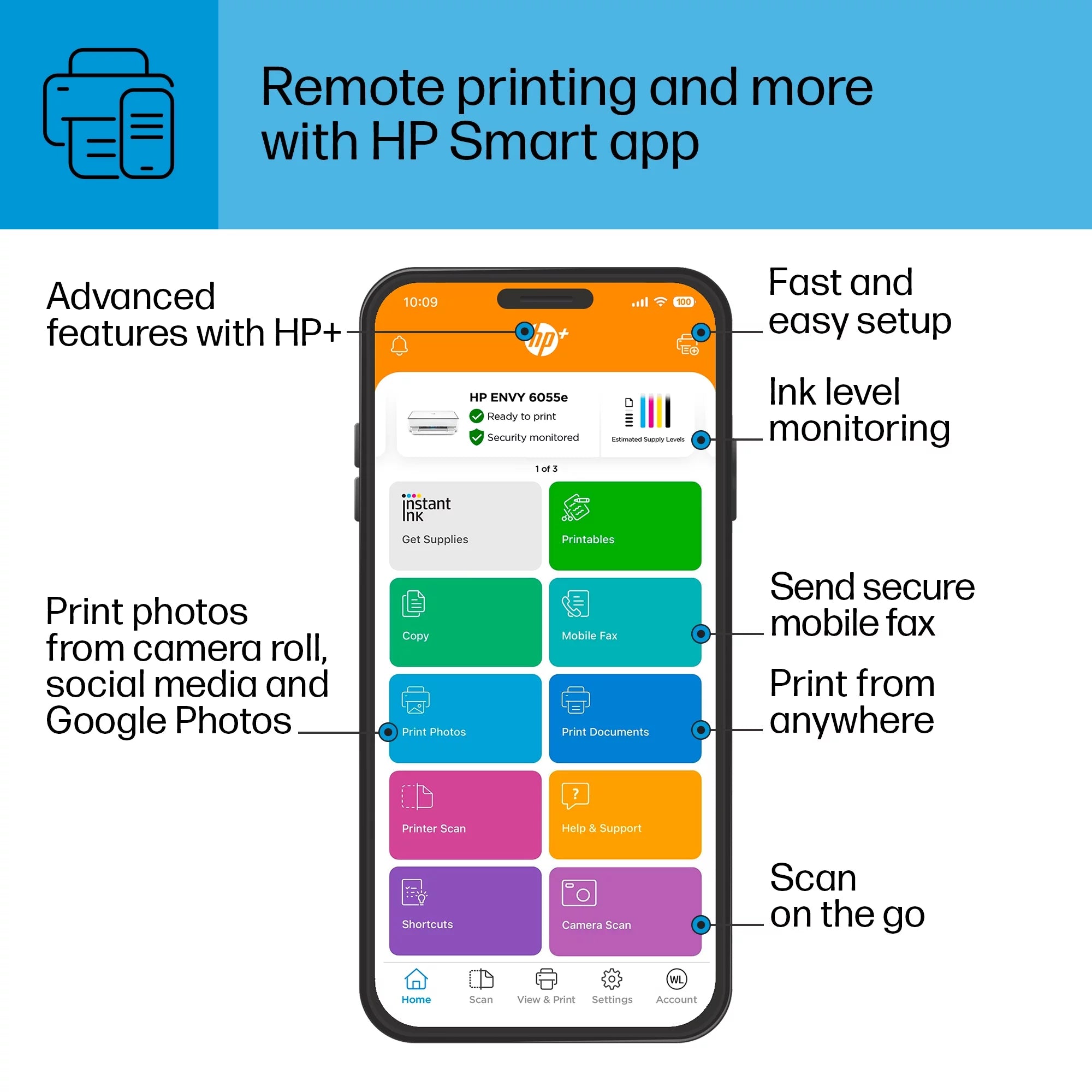 Wireless Color Inkjet Printer with Instant Ink H507022