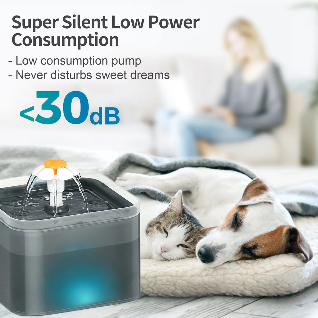 Cat Water Fountain, 2L Automatic Pet Drinking Dispenser with Filters, Quiet Pump, Black D405