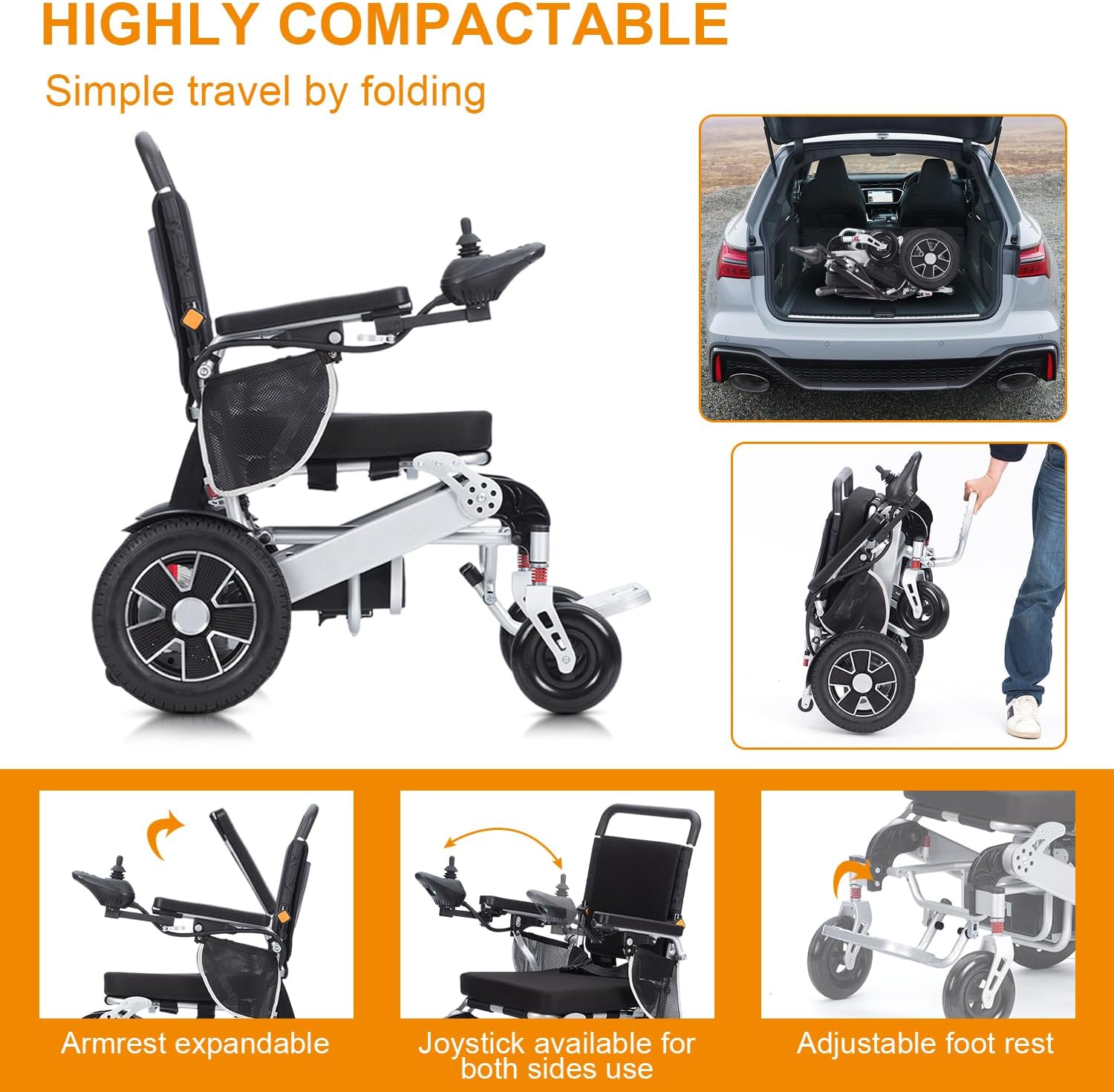 Foldable Electric Wheelchair for Adults, 20 mi Range F57130