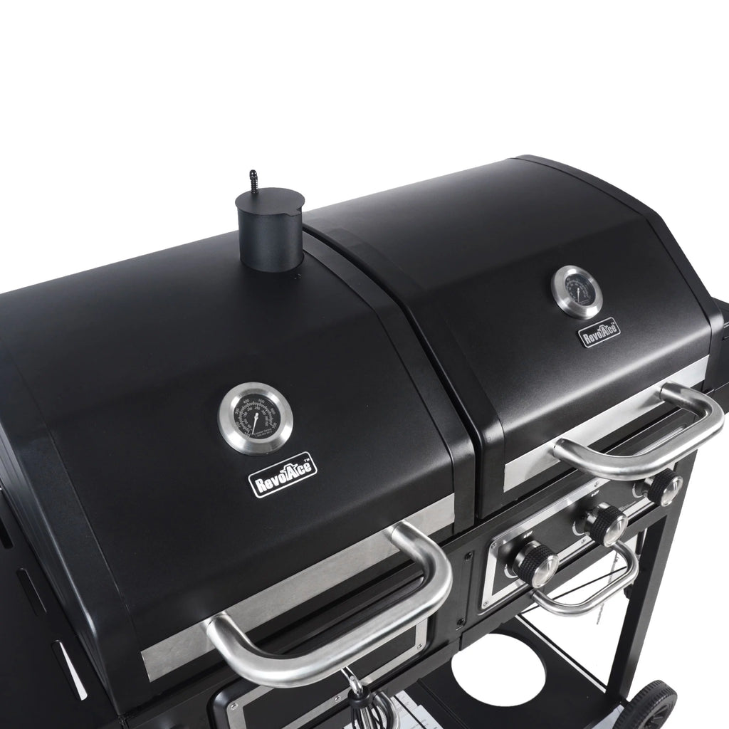 Dual Fuel Gas & Charcoal Combo Grill, Black with Stainless G725379