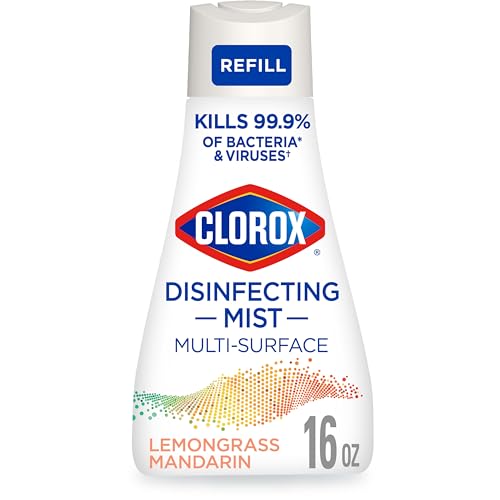 Clorox Disinfecting Mist Refill, Multi-Surface Disinfectant, Household Essentials, Lemongrass Mandarin, 16 Fluid Ounces