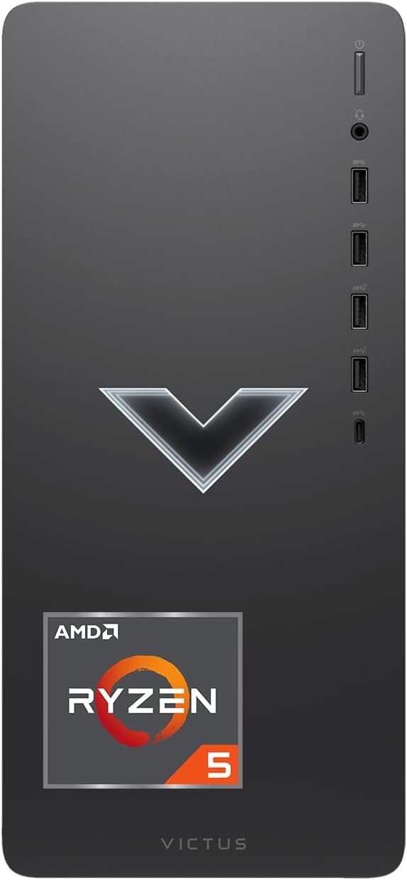 HP Victus Gaming Tower Desktop, AMD Ryzen 5 5600G (beat i5-12400), AMD Radeon RX 6400, 16GB RAM, 512GB SSD, Wi-Fi, RJ-45, HDMI, Display Port, Windows 11 Home, Wired KB & Mouse, Black