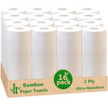 Bamboo Paper Towels16Rolls Strong&Highly absorbent, Tree Free, Earth Friendly, Eco Friendly,Sustainable Kitchen Paper Towels, 2-Ply,Strength for all messes,Cleanups,and Meal prep.