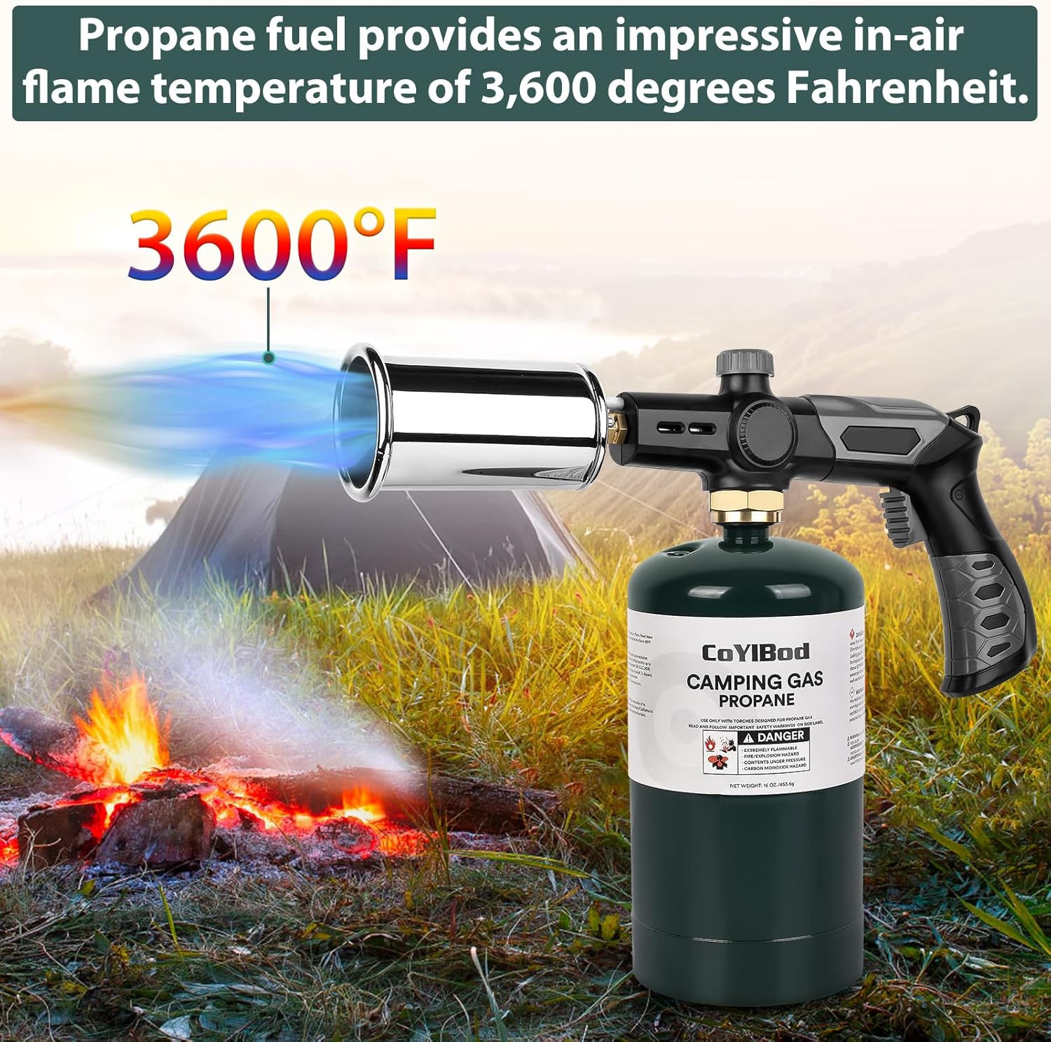 1LB Propane Cylinder Tank, 16 oz, DOT Compliant N125