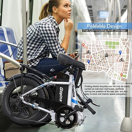 Electric Bike 16" Fat Tire 350W Step Thru, 48V Removable Battery, 40 Miles U430