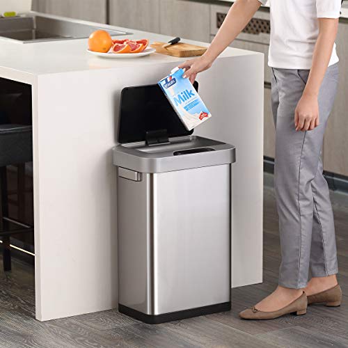 Touchless Motion Sensor Trash Can, 13.2 Gallon, Brushed Stainless Steel K748461