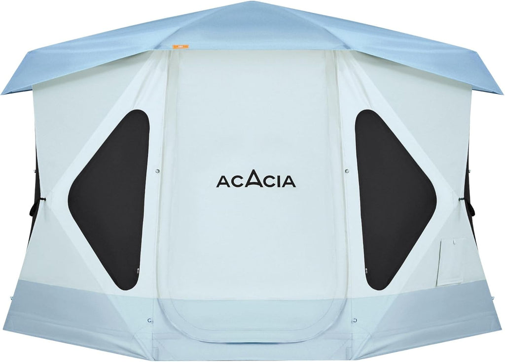 ACACIA Space Camping Tent XL, 4-6 Person Large Family Tent with 6'10'' Height, 2 Doors, 8 Windows, Waterproof Pop Up Easy Setup Hub Tent with Rainfly, Footprint for Car Camping, Glamping, Celestite