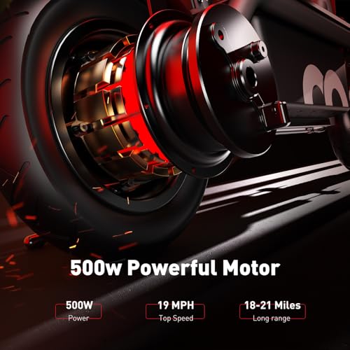 Electric Scooter with Seat, Long Range, Adjustable Handlebar, Dual Suspension J439