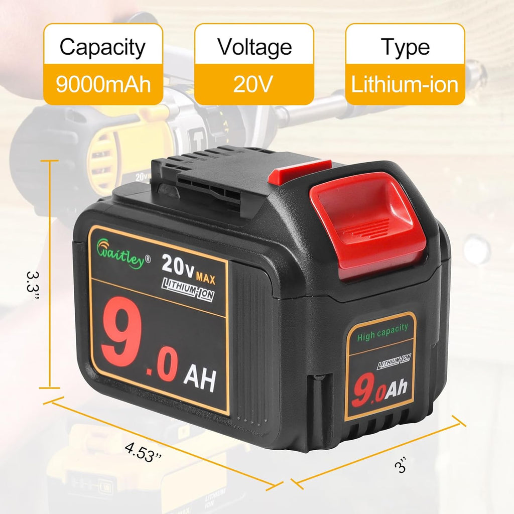 2 Pack 20V 9.0Ah Replacement Battery with LED Indicator for Cordless Power Tools C11472