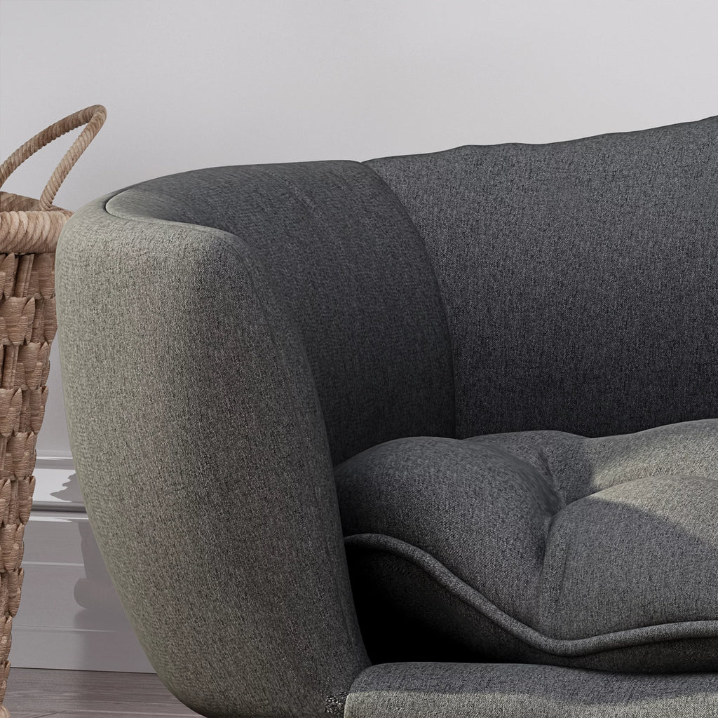 Mid Century Small Plush Pet Bed, Dark Gray and Natural I958