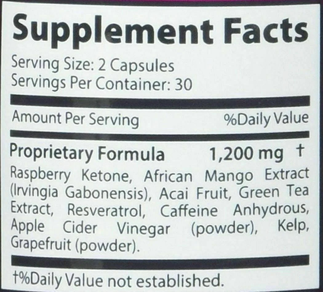 Raspberry Ketone 1200 mg Diet Capsules, 60 Count (4 Pack) Q27541