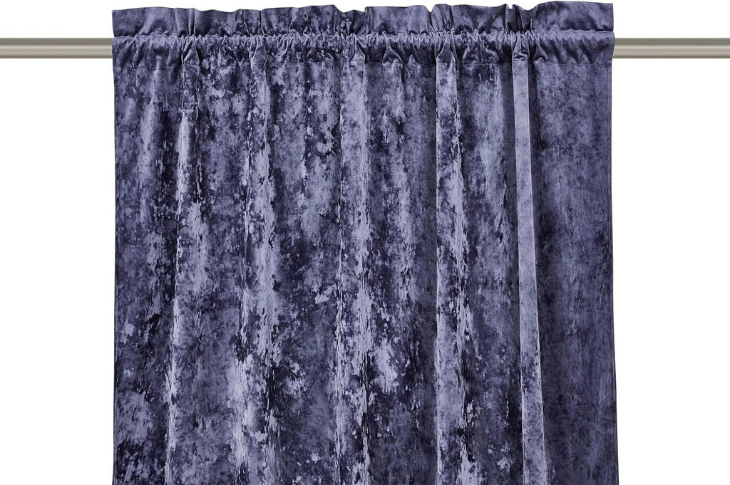 Purple Crushed Velvet Curtains 2 Panel Set, Room Darkening Rod Pocket Drapes 50" W x 84" L C83139