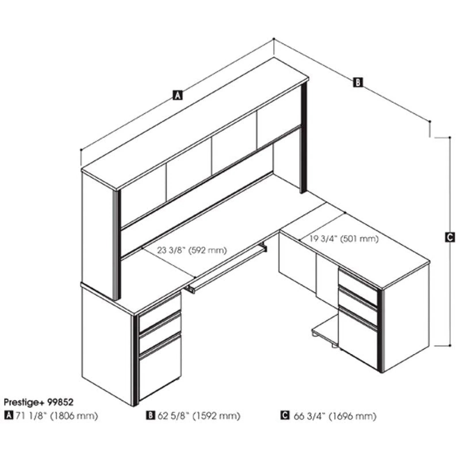 L Shaped Computer Desk with Hutch Q9139