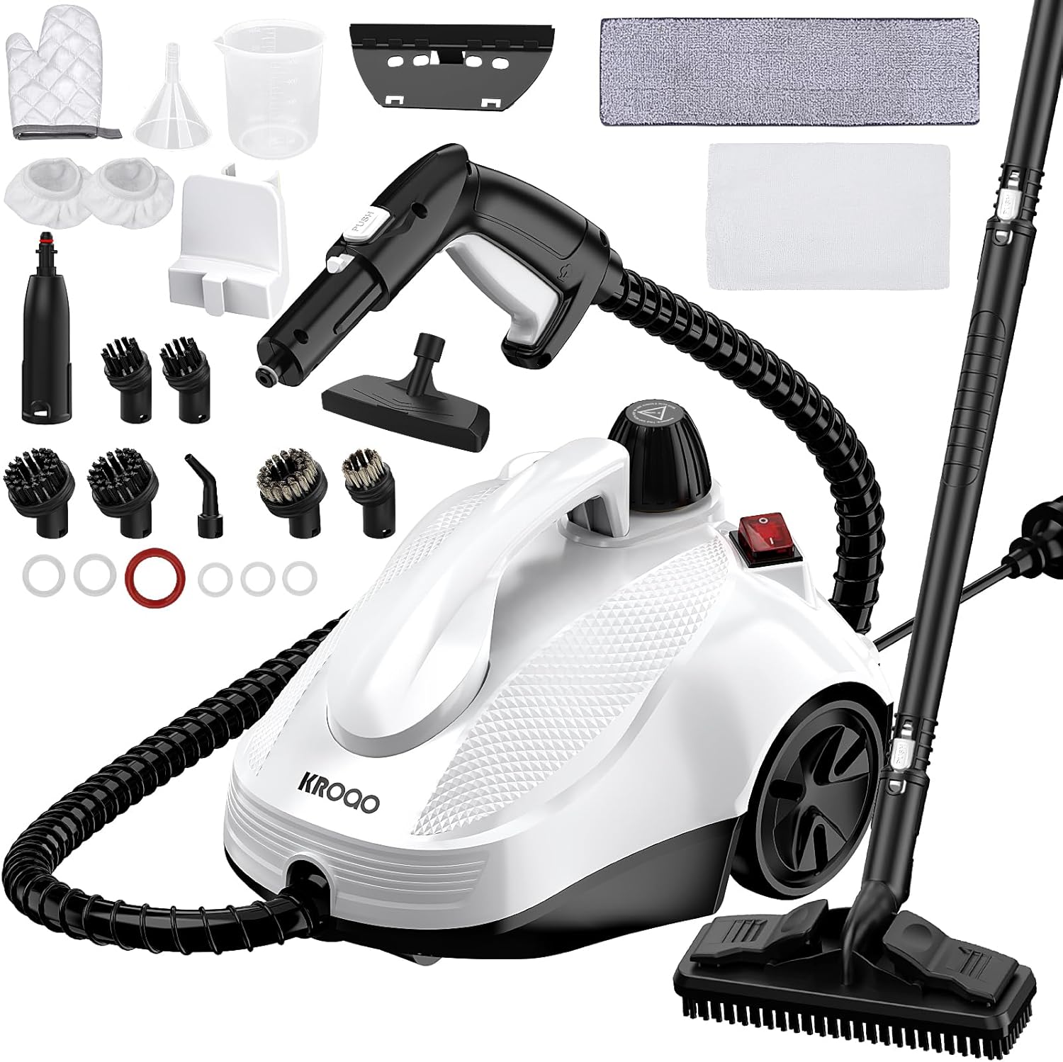 Steam Cleaner, Steam Mop with 23 Accessories, Powerful Multipurpose Portable Steamer for Cleaning to Remove Grime, Grease, for Multi-Purpose and Multi-Surface Floors, 16.4ft Power Cord