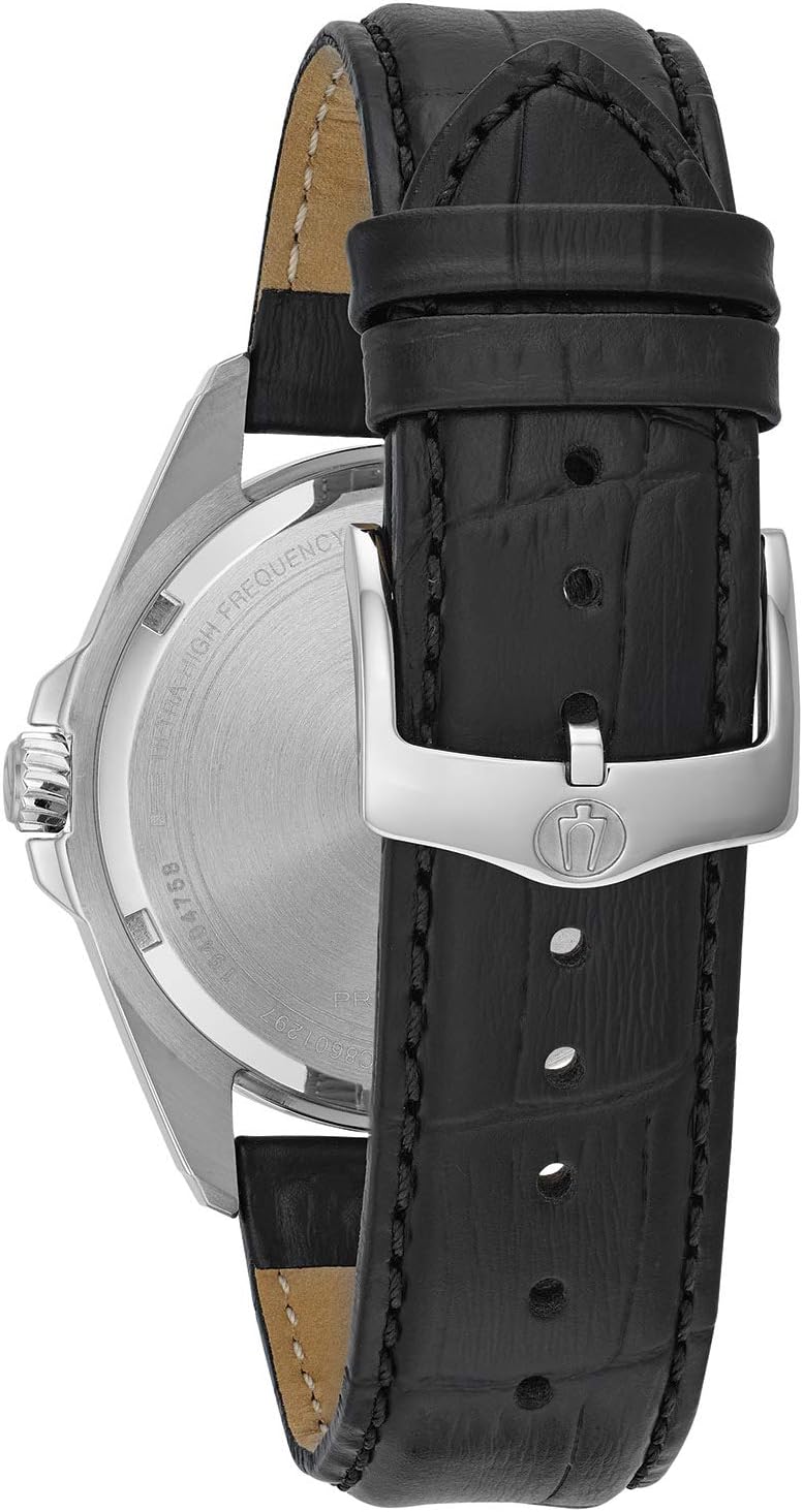 Men's Precisionist Stainless Steel Watch with Black Leather Strap and Blue Dial P936
